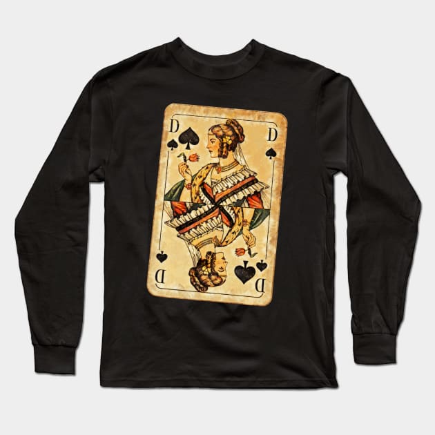 retro vintage cross lady playing card Long Sleeve T-Shirt by BAJAJU